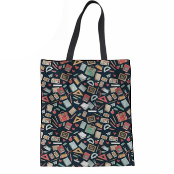 Top-handle Bags Canvas Handbag for Women Shopping Bag Funny Teacher Book Lovers Print Shoulder Bag Ladies Girls Beach Bag